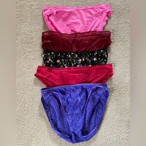 Mixed Lace & Floral Women's Panty Set - Pink, Wine, Black Floral, Red, Purple